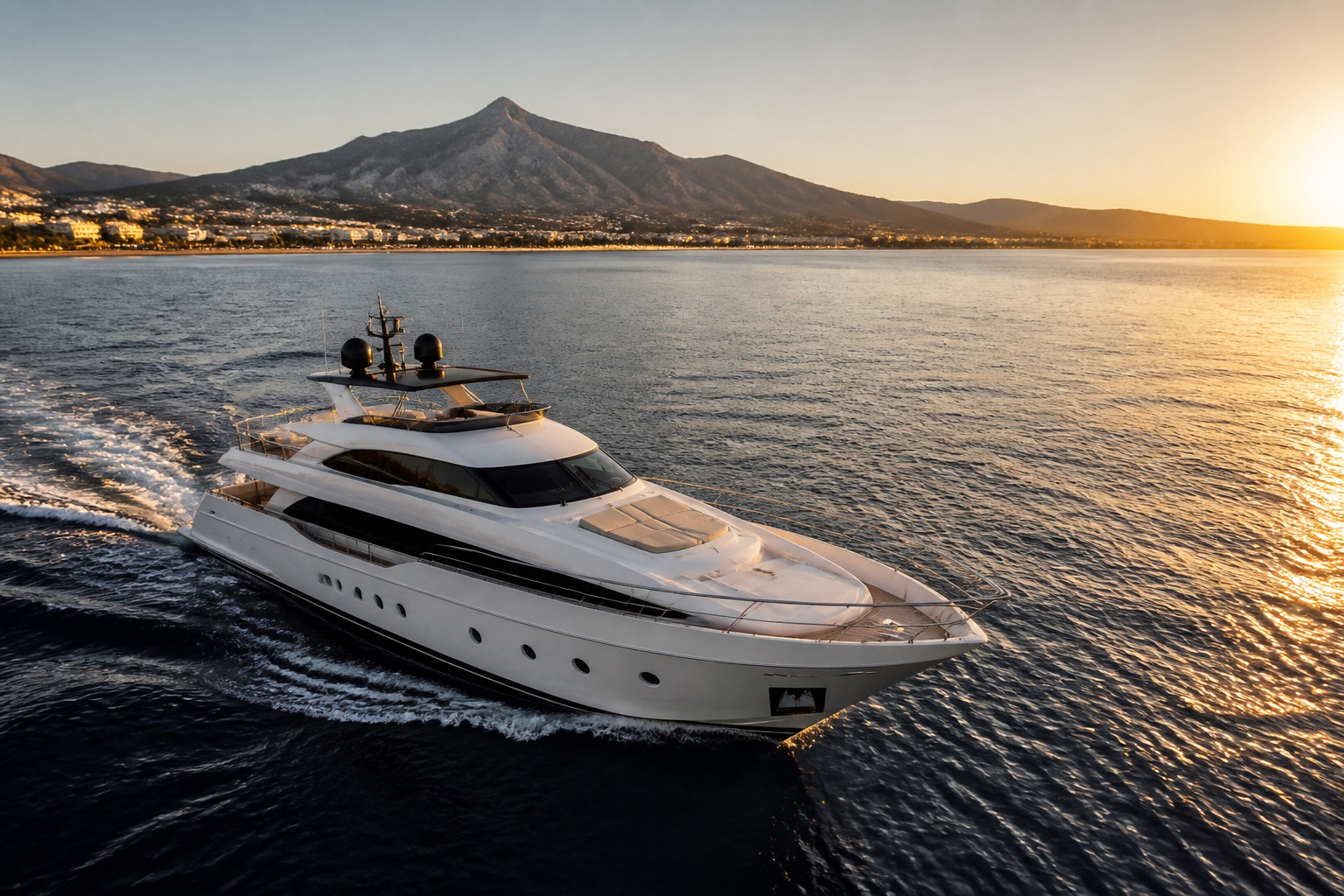 Private yacht cruising beside Marbella